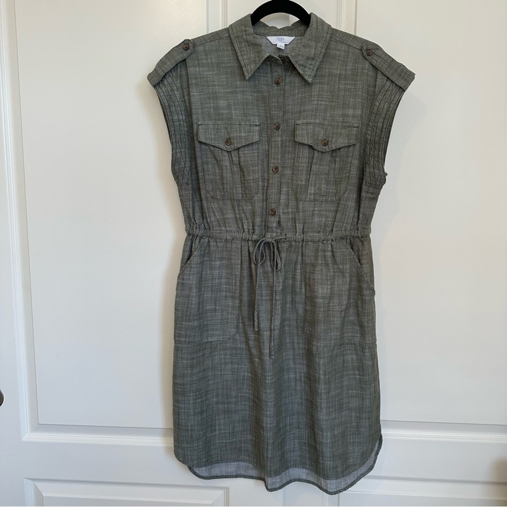 Time and Tru Olive Button-Up Dress Size L (12-14)